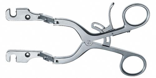 CASPAR CCR Longitudinal Retractor, retractor only, with joint, 165 mm (6 1/2"), with ratchet, opening width: 90 mm, side loading mechanism, non-sterile, reusable