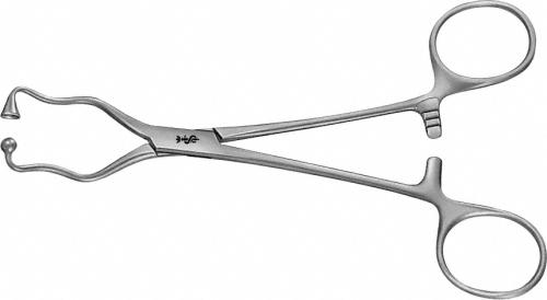 Tubing Clamp With Double Tube, curved, 140 mm (5 1/2"), blunt, non-sterile, reusable