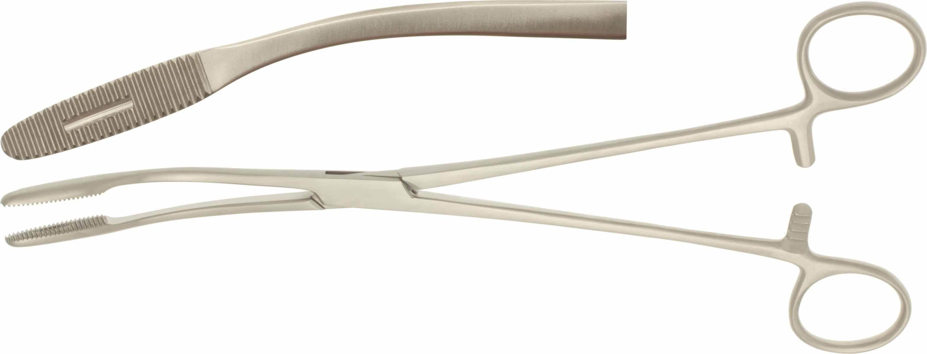 GROSS-MAIER SPONGE FORCEPS 265MM, CURVED WITH RATCHET 