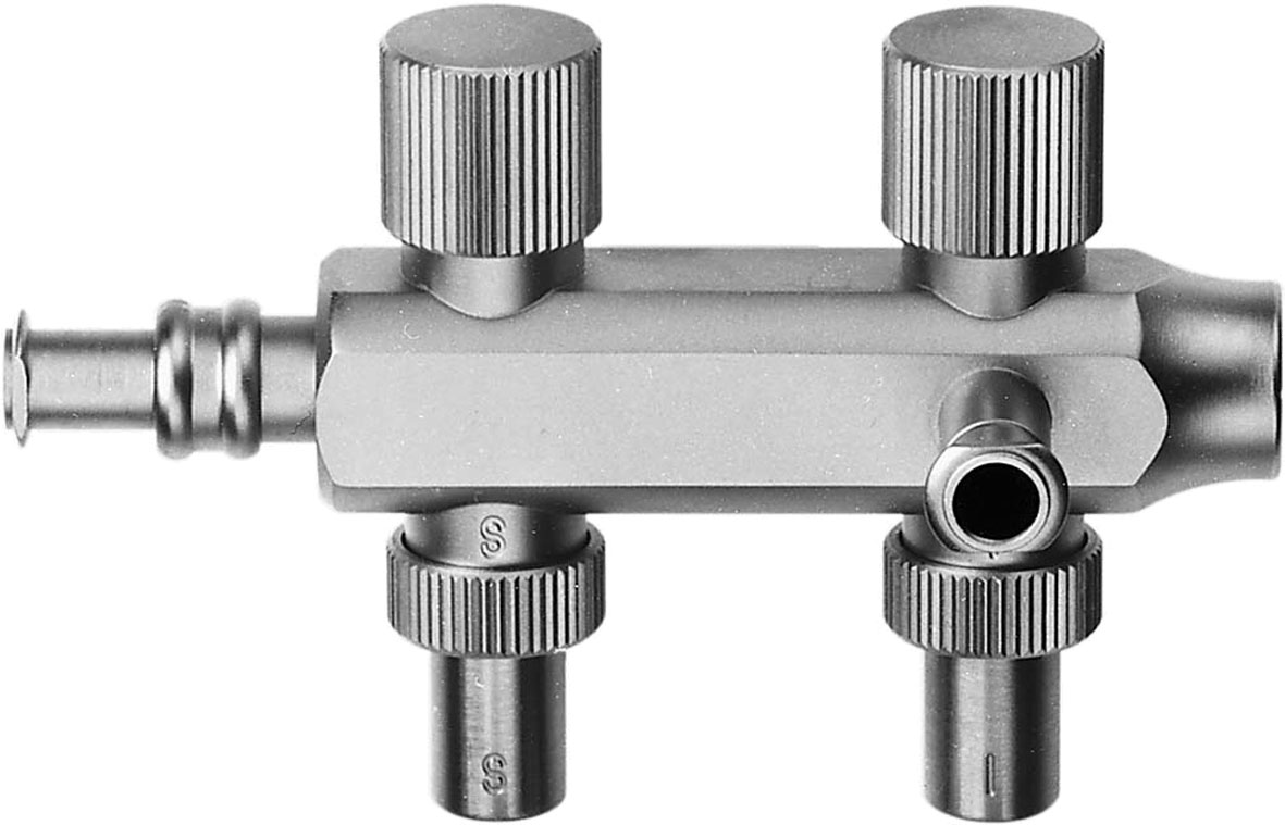 SUCTION-IRRIGATION HANDLE WITH 2 TRUMPET VALVES, Ø 5MM LL-CONNECTION 