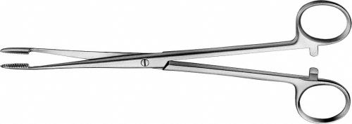 GROSS Dressing Forceps, straight, 180 mm (7"), serrated, screw lock, with ratchet, non-sterile, reusable