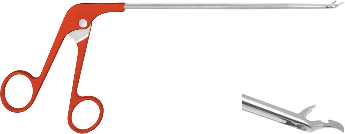 SUTURE HOOK / GUIDE INSTRUMENT, 155MM, TIP TURNED LEFT, CLASSIC HANDLE, RED 