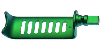 CCR Retractor Blade, fenestrated, blunt, depth: 35 mm, width: 19 mm, titanium, side loading mechanism, non-sterile, reusable