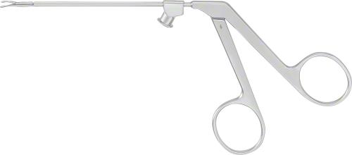 WULLSTEIN Ear Forceps, curved to left, 80 mm (3 1/4"), oval jaw, with tubular shaft, 0,8 x 1,3 mm