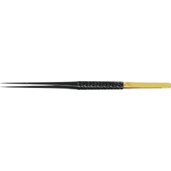 NOIR Micro Forceps, w/o HF connection, straight, 210 mm (8 1/4"), working length: 100 mm (4"), round handle, Golfball design handle width: 0,300 mm, non-sterile, reusable
