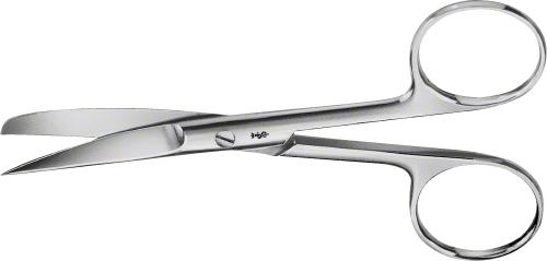 Surgical Scissors, curved, 115 mm (4 1/2"), standard, sharp/blunt, non-sterile, reusable