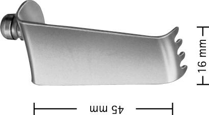 CLOWARD Retractor Blade, 4 prongs, blunt, depth: 45 mm, width: 16 mm, non-sterile, reusable