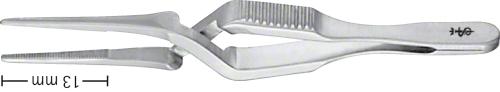 DIETHRICH Bulldog Clamp, straight, 55 mm (2 1/4"), serrated, jaw length: 13 mm , micro, non-sterile, reusable