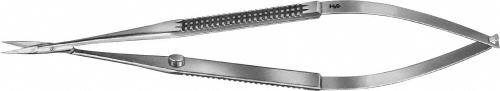 Micro scissors, straight, 160 mm (6 1/4"), sharp/sharp, flat handle, cross serration, non-sterile, reusable