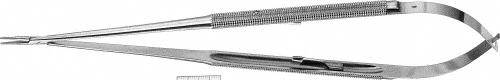 Micro Needle Holder, straight, 230 mm (9"), smooth, spring type, round handle, with ratchet, suture 9/0 - 11/0, non-sterile, reusable