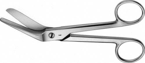 BRAUN-STADLER Episiotomy Scissors, angled to side, 145 mm (5 3/4"), serrated (one blade), non-sterile, reusable