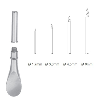 EXPLORING TROCAR 4 NESTED TIPS FLAT HAND 1,7MM; 3MM; 4,5MM; 6MM 