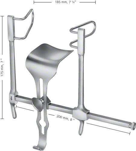 GOSSET Abdominal Retractor, complete retractor, large, depth: 175 mm, width: 200 mm, opening width: 185 mm, consisting of BV506R, non-sterile, reusable