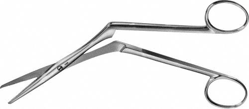 KIRSTEIN Nasal Scissors, straight, 175 mm (6 7/8"), knee bent, serrated (inside), blunt/blunt, non-sterile, reusable