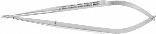 Micro scissors, straight, 165 mm (6 1/2"), ultra delicate blade, sharp/sharp, flat handle, non-sterile, reusable
