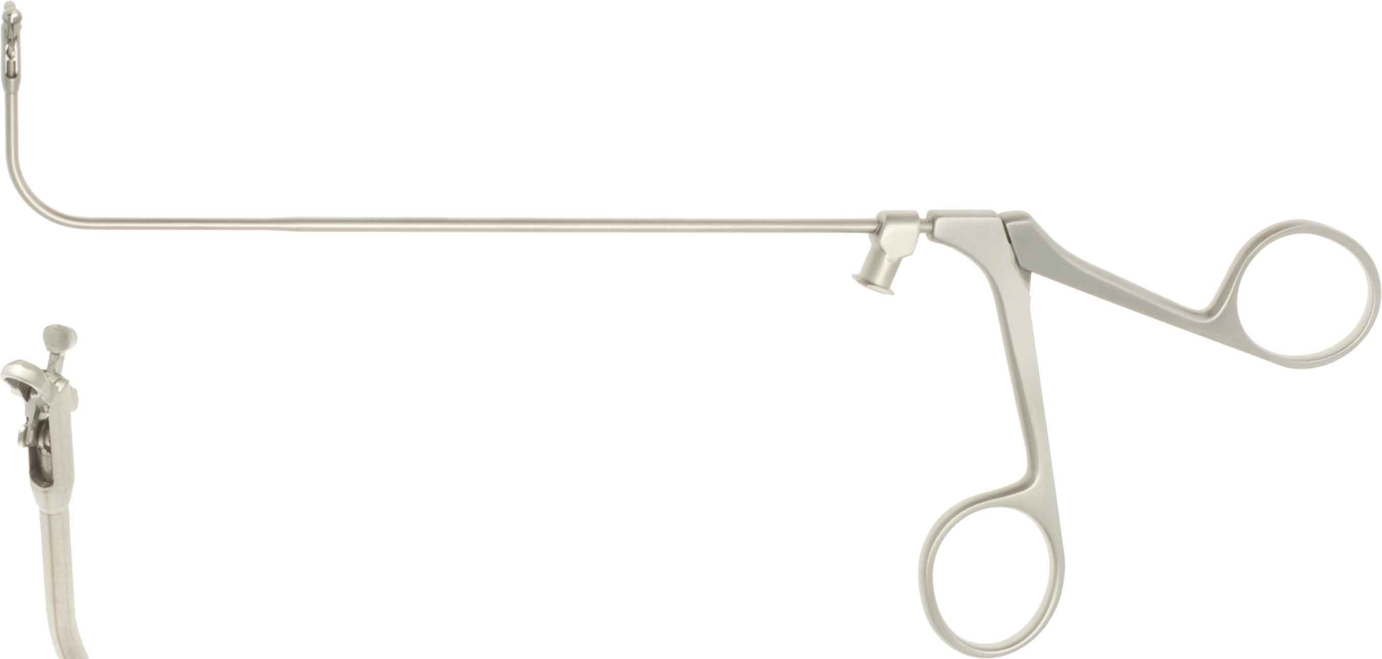 FRONTAL SINUS FORCEPS 145MM, THROUGH- CUTTING Ø2MM HORIZONTAL OPENING, 90° UPTURNED,LUER LOCK CLEANING PORT