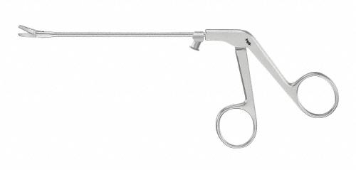 Nasal Scissors, curved to right, working length: 130 mm (5 1/8"), serrated (one blade), vertical cutting, with tubular shaft, ring handle, single action, non-sterile, reusable