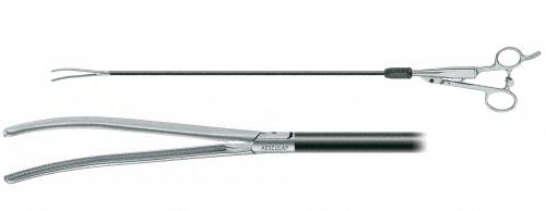 CRAFOORD ADTEC MONOPOLAR Vascular Clamp, curved, 310 mm, diam. 5 mm, toothing De Bakey, long, double action, consisting of PM719R, PM957R, PM973R, reusable