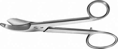 BRUNS Plaster Shears, straight, 235 mm (9 1/4"), 1 blade probe pointed, 1 large ring, non-sterile, reusable