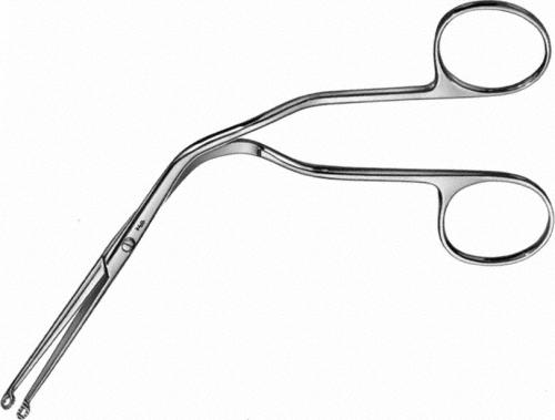 MAGILL Catheter Introducing Forceps, straight, 150 mm (6"), for infants, knee bent, serrated, fenestrated, screw lock, without ratchet, non-sterile, reusable