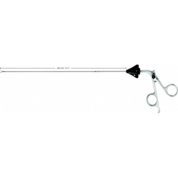 MINOP Micro scissors, complete instrument, w/o HF connection, straight, working length: 265 mm (10 1/2"), diam. 2 mm, serrated (one blade), sharp/sharp, with tubular shaft, rotatable, ring handle, double action, consisting of FF432R, FF433R, FF435R, de...
