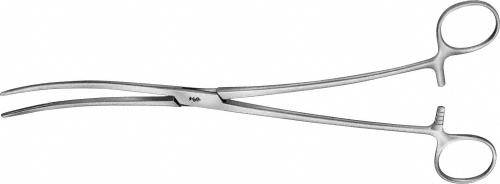 BOZEMANN Uterine Dressing Forceps, curved, 255 mm (10"), s-shaped, jaw with longitudinal groove, non-sterile, reusable