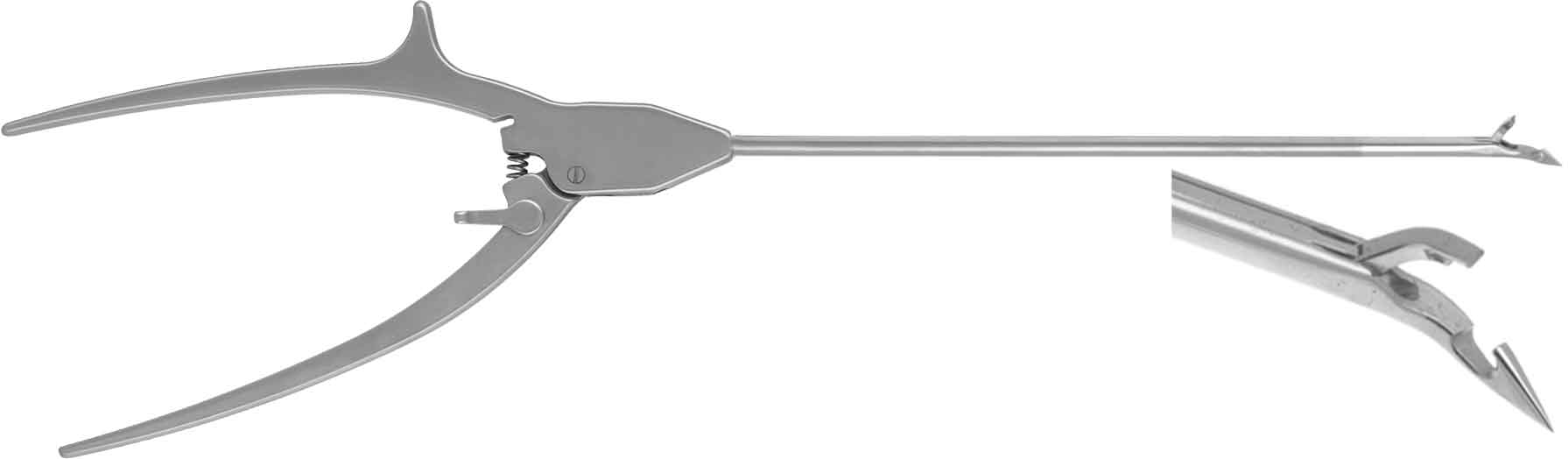 SUTURE HOOK / GUIDE INSTRUMENT, 155MM, BIRD BEAK, 45° RIGHT, AXIAL HANDLE 