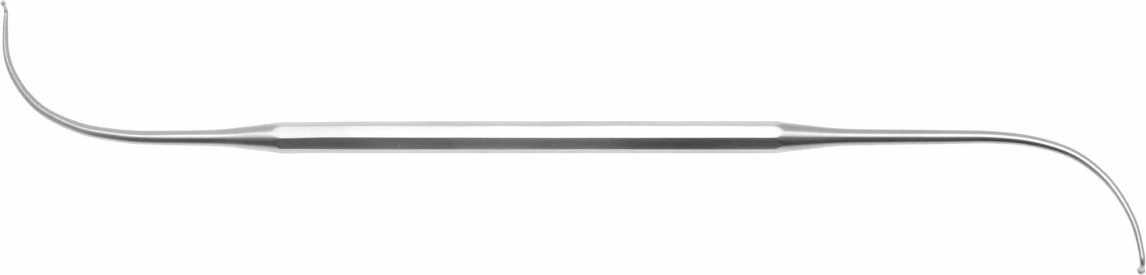 FRONTAL SINUS SEEKER DOUBLE ENDED FIG.4 200MM 90° CURVED, ONE TIP ANGLED TO THE LEFT AND ONE TIP ANGLED TO THE RIGHT