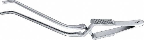 GREGORY ATRAUMATA Bulldog Clamp, curved to right, 120 mm (4 3/4"), soft, toothing DE BAKEY, jaw length: 70 mm (2 3/4"), Fig. B, non-sterile, reusable