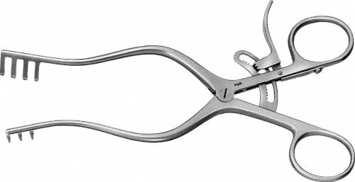 WEITLANER Retractor (Self Retaining), 165 mm (6 1/2"), 3 x 4 prongs, semi-sharp, non-sterile, reusable