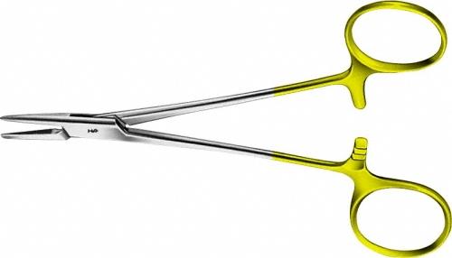 MASING DUROGRIP TC Needleholder, straight, 130 mm (5 1/8"), with 0.4 mm pitch of serration, one ring angled, suture 4/0 - 6/0, non-sterile, reusable