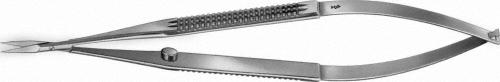 MILLESI Micro scissors, straight, 160 mm (6 1/4"), serrated (fine), sharp/sharp, flat handle, cross serration, non-sterile, reusable