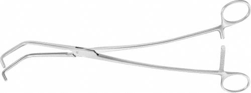 DE BAKEY ATRAUMATA Tangential Occlusion Clamp, curved, 270 mm (10 5/8"), satinsky-shaped, toothing DE BAKEY, jaw length: 99 mm , width: 54 mm, non-sterile, reusable