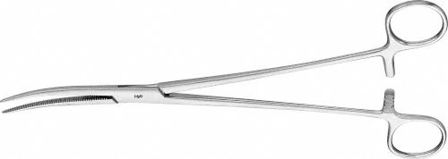 SAROT Hemostatic Forceps, curved, 250 mm (9 3/4"), serrated, blunt, non-sterile, reusable
