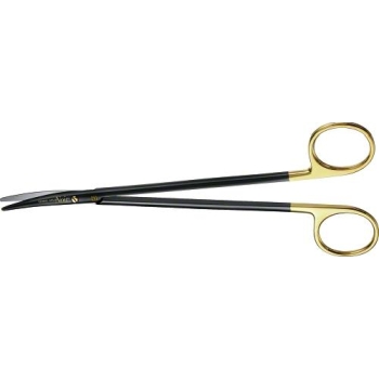 TOENNIS-ADSON NOIR WAVECUT TC Dissecting Scissors, curved, 175 mm (6 7/8"), delicate pattern, wave cut, blunt/blunt, black, non-sterile, reusable