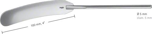 Brain Spatula, 200 mm (7 7/8"), working length: 100 mm (4), diam. 5 mm, round, malleable, width: 17 mm, non-sterile, reusable