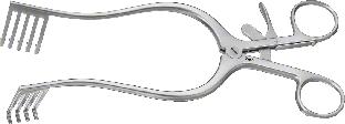 NORFOLK-NORWICH Wound Retractor, 220 mm (8 3/4"), 4 x 5 prongs, blunt, with ratchet, non-sterile, reusable