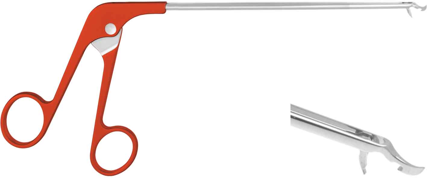 SUTURE HOOK / GUIDE INSTRUMENT, 155MM, TIP POINTED LEFT, CLASSIC HANDLE, RED 