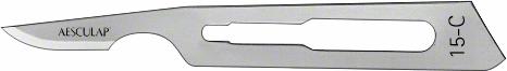 Scalpel Blades, Fig. 15-C, carbon steel, sterile, disposable, dispenser packaging, package of 100 pieces