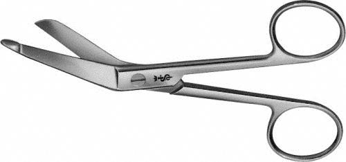 LISTER Bandage- And Cloth Scissors, angled to side, 115 mm (4 1/2"), 1 blade probe pointed, non-sterile, reusable