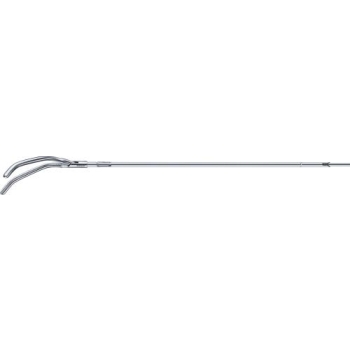 SATINSKY ADTEC MONOPOLAR Atraumatic Vascular Clamp, jaw inserts, angled, 310 mm, diam. 5 mm, toothing De Bakey, jaw length: 51 mm, long, single action, reusable, to be used with: EJ590R, EJ595R