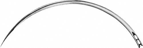 Needle, curved, 80 mm (3 1/8"), diam. 1,40 mm, Fig. 1, triangular body, non-sterile, reusable