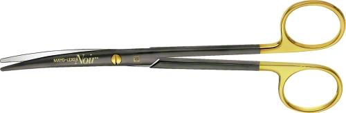 LEXER NOIR TC Dissecting Scissors, curved, 165 mm (6 1/2"), narrow pattern, blunt/blunt, black, non-sterile, reusable