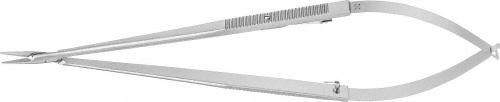 JACOBSON Micro Needle Holder, straight, 185 mm (7 1/4"), smooth, spring type, flat handle, with ratchet, suture 9/0 - 11/0, non-sterile, reusable