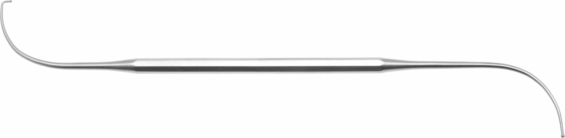 FRONTAL SINUS SEEKER DOUBLE ENDED FIG.2 200MM 90° CURVED, ONE TIP STRAIGHT, ONE TIP ANGLED INWARDS