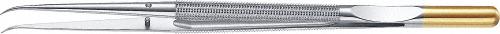 DIADUST Micro Forceps, curved, 210 mm (8 1/4"), platform tip, round handle, diamond dust coated, non-sterile, reusable