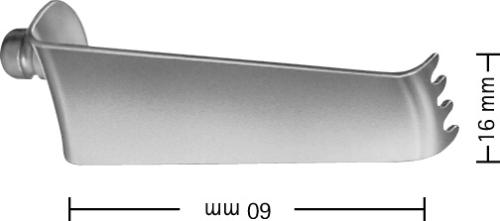 CLOWARD Retractor Blade, 4 prongs, blunt, depth: 60 mm, width: 16 mm, non-sterile, reusable
