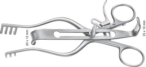 ALLENBERG Carotid Retractor, self-retaining, 170 mm (6 3/4"), center blade, consisting of BV098R, BV099R, non-sterile, reusable