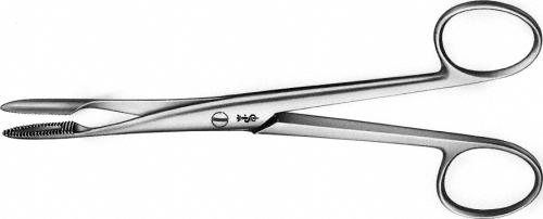 Dressing Forceps, straight, 145 mm (5 3/4"), serrated, screw lock, without ratchet, non-sterile, reusable