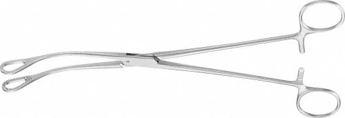 FOERSTER-BALLENGER Sponge Forceps, curved, 245 mm (9 5/8"), oval, serrated, fenestrated, box lock, with ratchet, non-sterile, reusable
